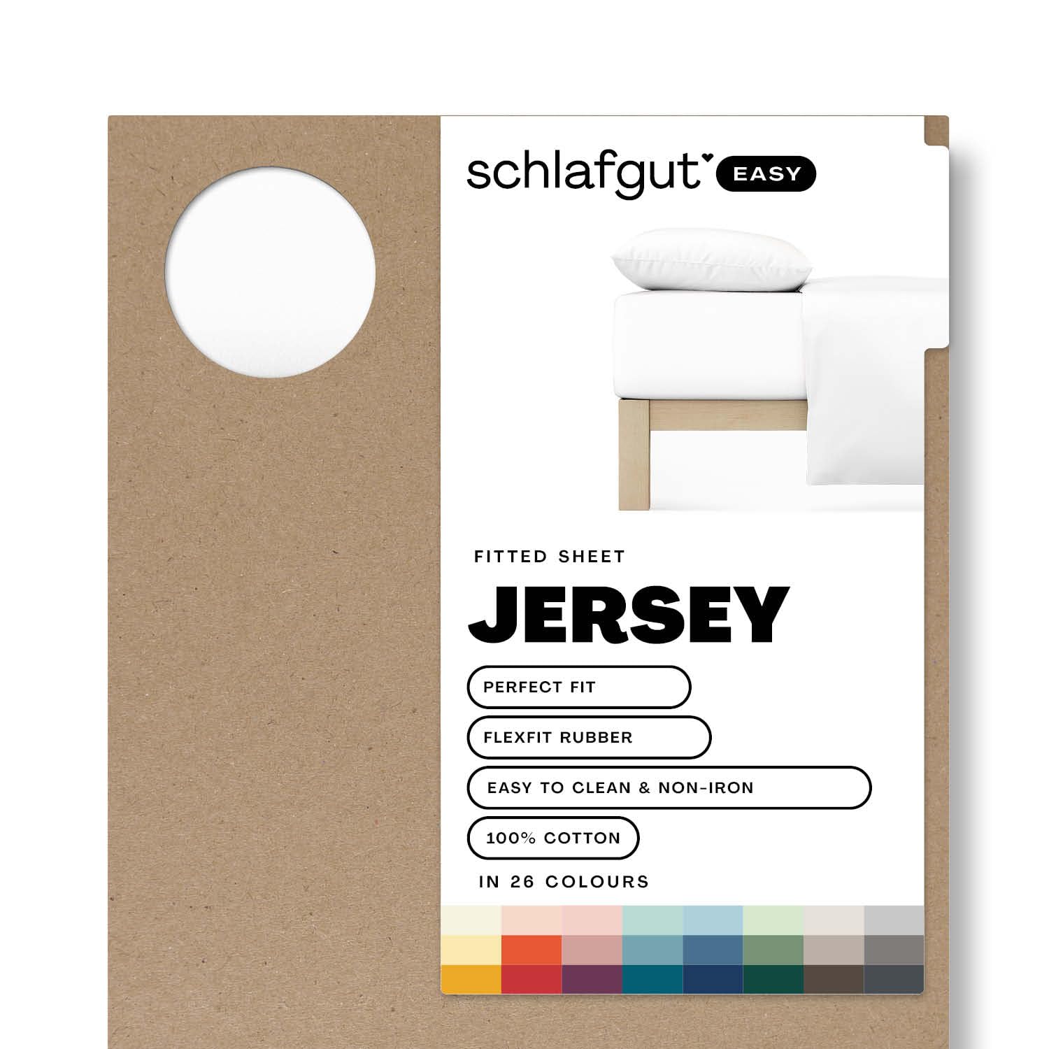 schlafgut Easy Jersey fitted sheet 140x200cm to 160x200cm, 100% cotton, Soft and breathable, Easy care, OEKO TEX certified, Full-White