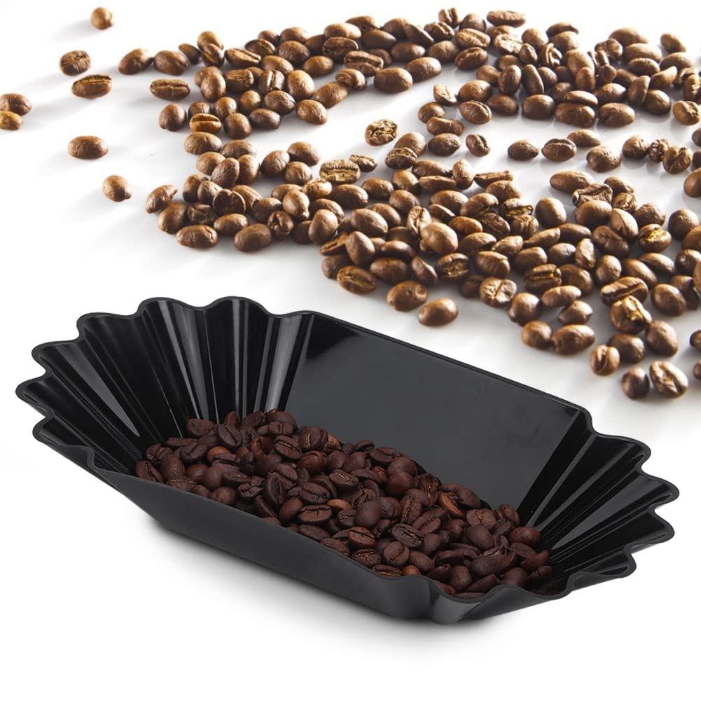 Alvinlite Coffee Beans Sample Tray,Reusable Plastic Plate for Coffee Beans Snacks Appetizer(Black)