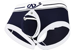 Men's Athletic Hollow Out Briefs Sexy Open Front Snap Button Underwear Bulge Pouch Underwear Cool Moisture-Wicking Briefs