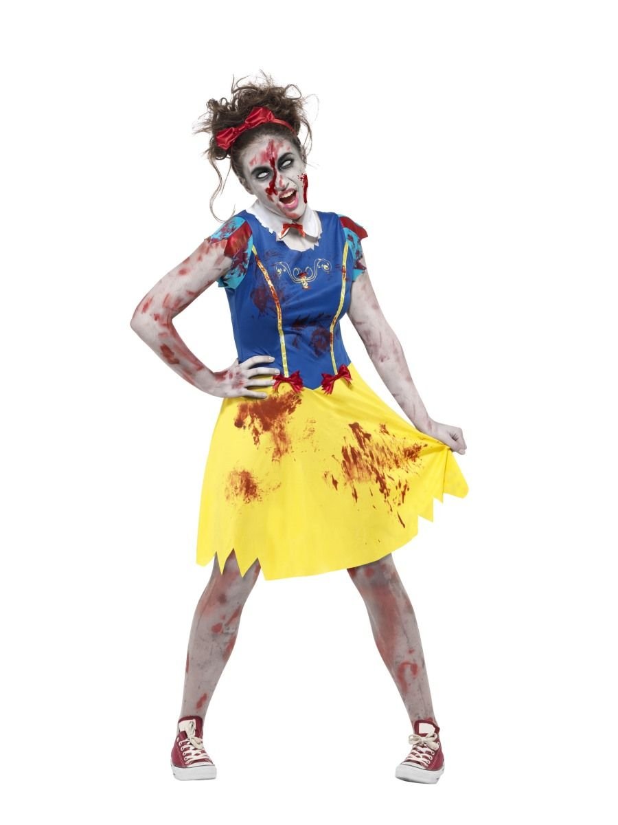 Smiffys Zombie Miss Snow Costume, Multi-Coloured with Dress, Headband & Collar, Halloween Adult Fancy Dress, Zombie Dress Up Costumes
