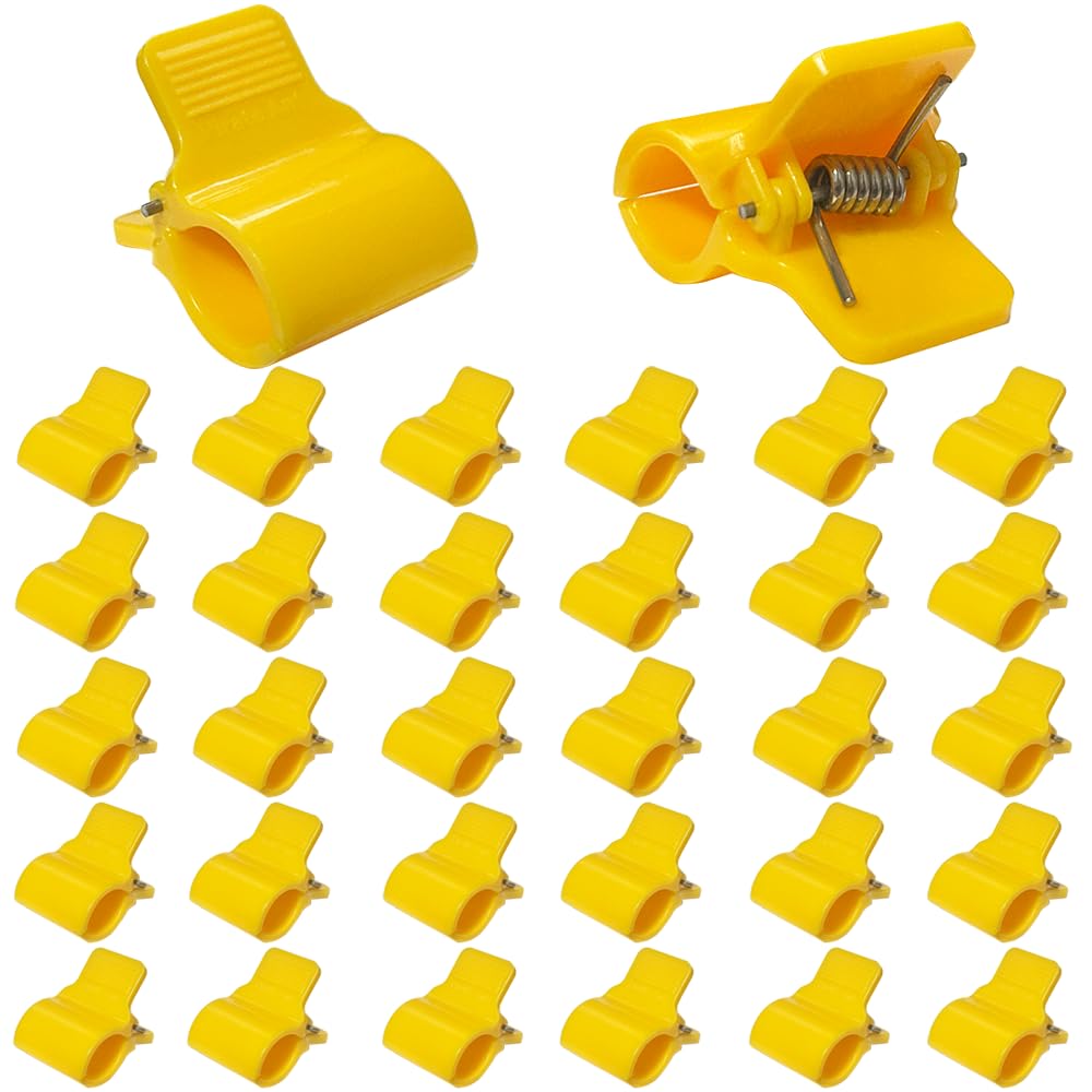 Photo 1 of Greenhouse Clamps for 1/2 Inch PVC Pipe, Greenhouse Hoops,Support Frame, Grow Tunnel,Plant Support Garden Stakes. Yellow Garden Clips For Fixing Plant Cover, Plastic Sheeting, Film Row Cover, Net.