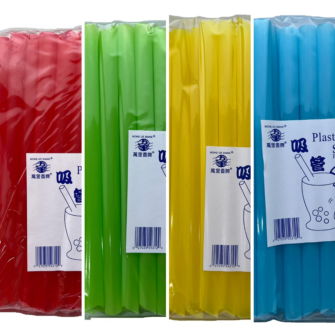 Photo 1 of 48 Pcs Jumbo Boba Straws, Disposable Plastic Colorful Straws In Blue