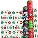 Red and Green Christmas Wrapping Paper - Christmas Themed Gift Wrap - Merry Christmas Wrapping Paper - Holiday Wrapping Paper Bundle - 6 Rolls Bulk