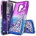 Galaxy S9 Case with Screen Protector (Full Coverage) for Girls Women, NageBee Glitter Liquid Sparkle Bling Floating Waterfall Quicksand Diamond Shockproof Cute Case for Samsung Galaxy S9 -Purple/Blue