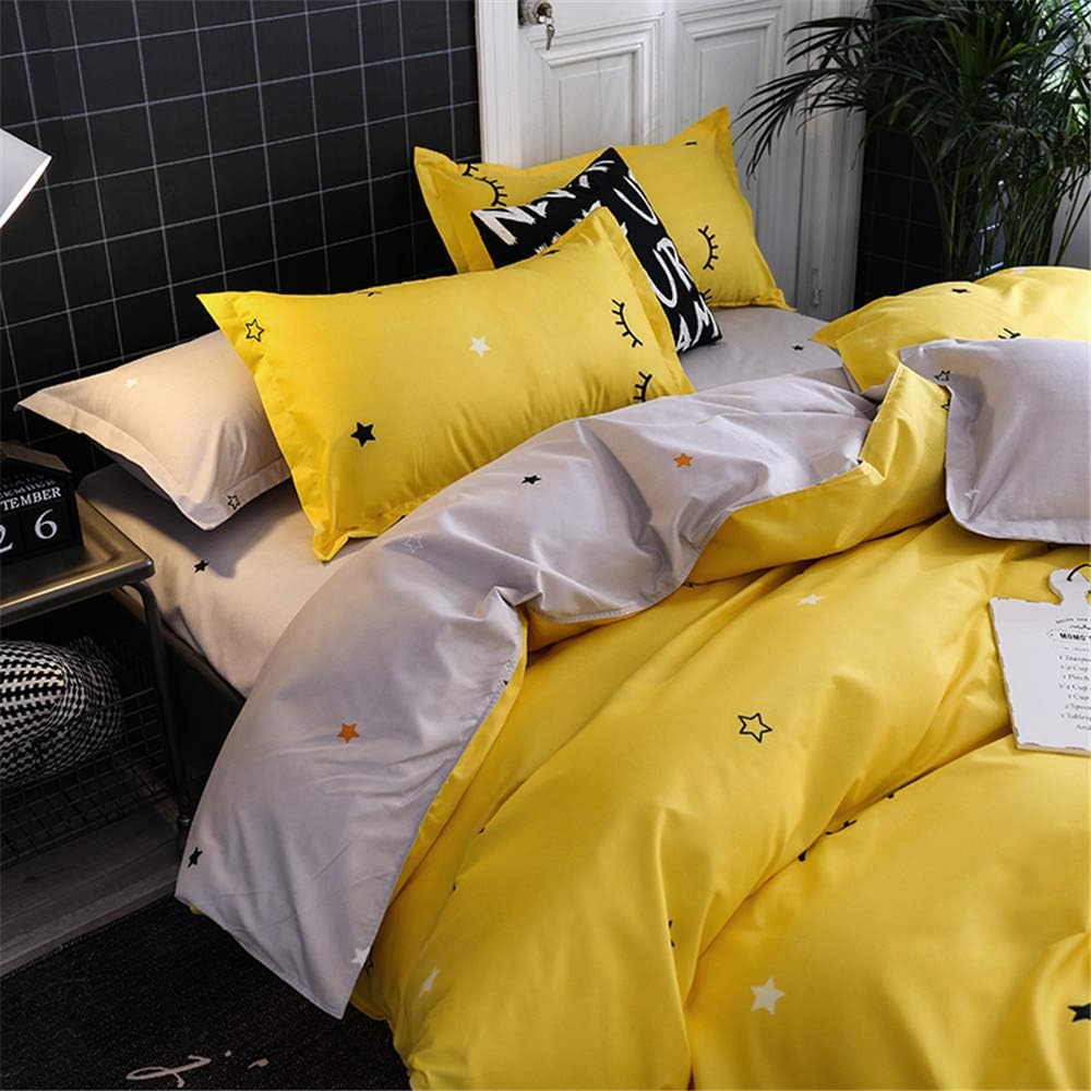 JQWUPUP Yellow Quilt Cover Set Double - Image 5