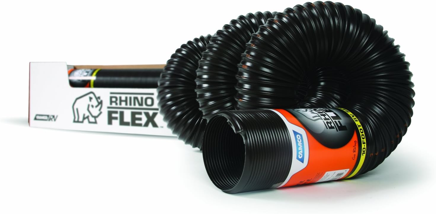 CamcoRhinoFLEX 10ft Heavy Duty RV Sewer Hose, Reinforced with Steel