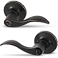 Honeywell Safes & Door Locks - Interior & Exterior Wave Lever Door Handle with Keys - Door Lever for Bedroom - Anti-Bump Resistant - Reversible for Right & Left Sided Doors, Oil Rubbed Bronze, 8106401