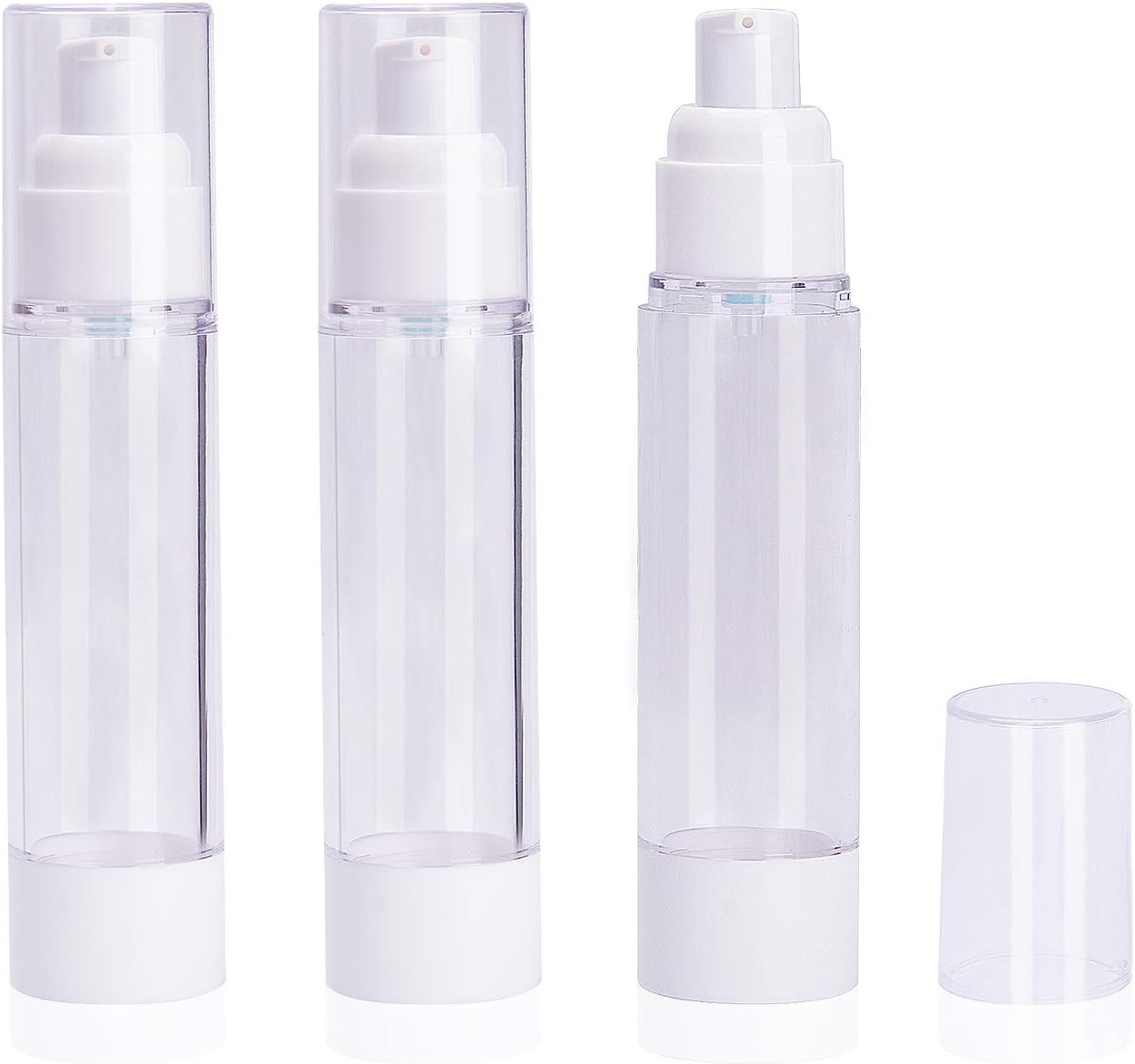 3 Pack 50ml/1.7oz Airless Vacuum Pump Toiletry Travel Bottles, Airtight