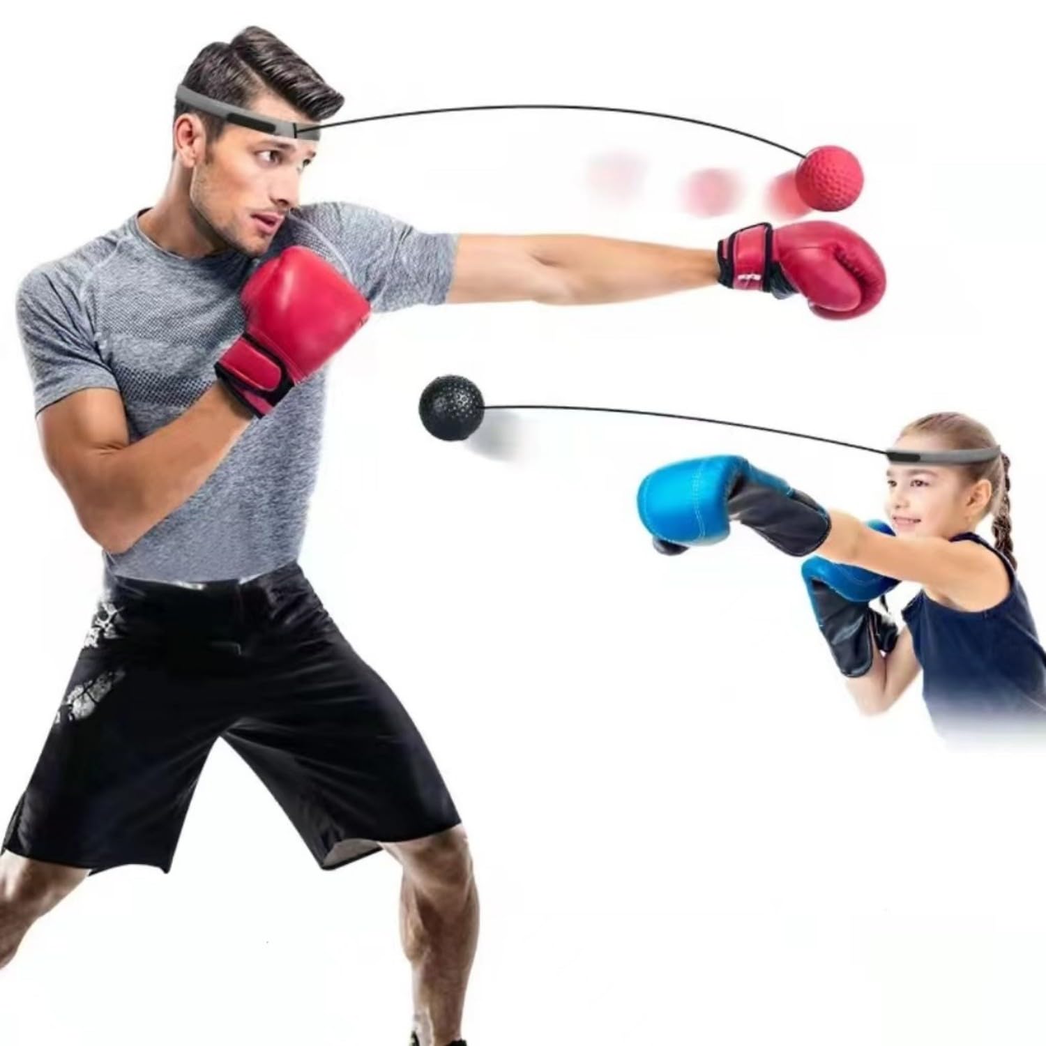 JCYOYO Boxing Reflex Ball Set, Three Balls Of Different Weights And A 2.5-Meter Bandage, Suitable For All Levels