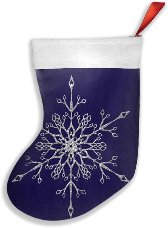 Elegant Silver Glitter Holiday Snowflake Navy Blue