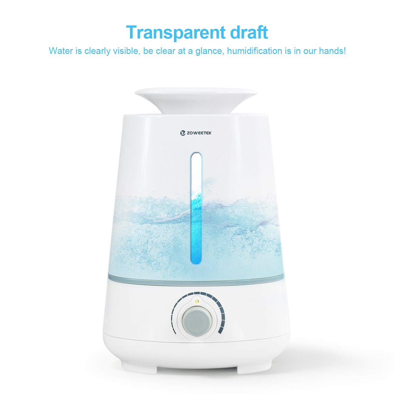 Zoweetek® Humidificador de Aromaterapia / Ultrasónico Cool Mist , Nivel Constante de Humedad, Control de Vapor, Temporizador Sin Ruido 3.5L