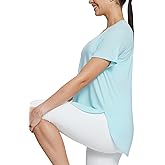 baleaf Women's Short Sleeve Workout Shirts Tops Athletic Yoga Running Shirts Loose Fit with Side Slits Quick Dry T-Shirts