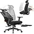 Newtral Ergonomic Office Chair with Footrest - Home Office Desk Chair with Adaptive Lumbar Support, 4D Armrest, Adjustable Seat Depth & Height (2D Headrest, Black)