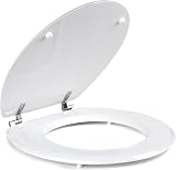 Beldray MDF Toilet Seat White Oval with Stainless Steel Release Hinge 360x428mm