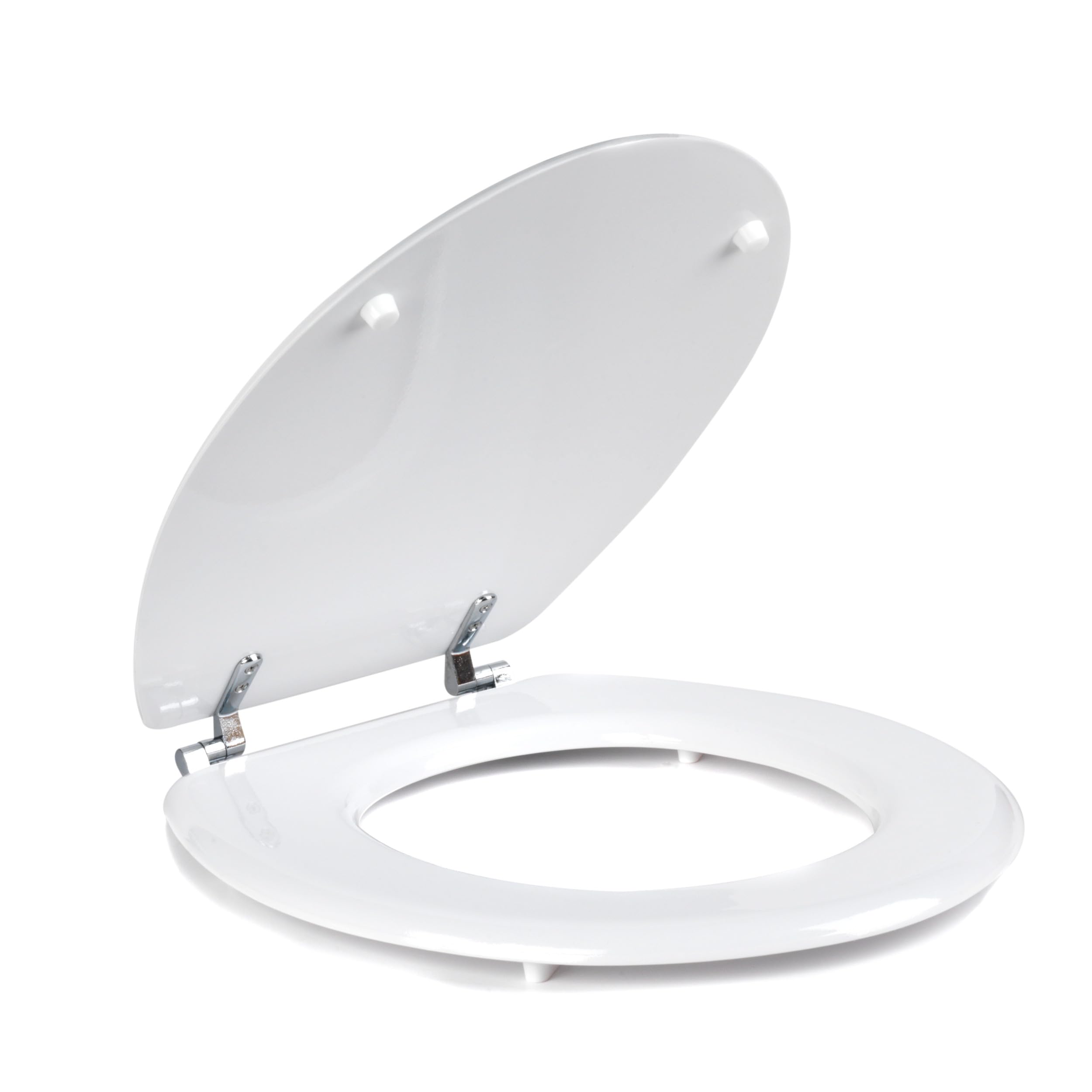 Beldray LA032355WHTFEU7 Wooden MDF Toilet Seat – Oval Shaped, Stainless Steel Release Hinge For Easy Cleaning, Top Fixing White Toilet Seat, Standard Fitting For Most Toilets, Seat Size: 360 x 428mm