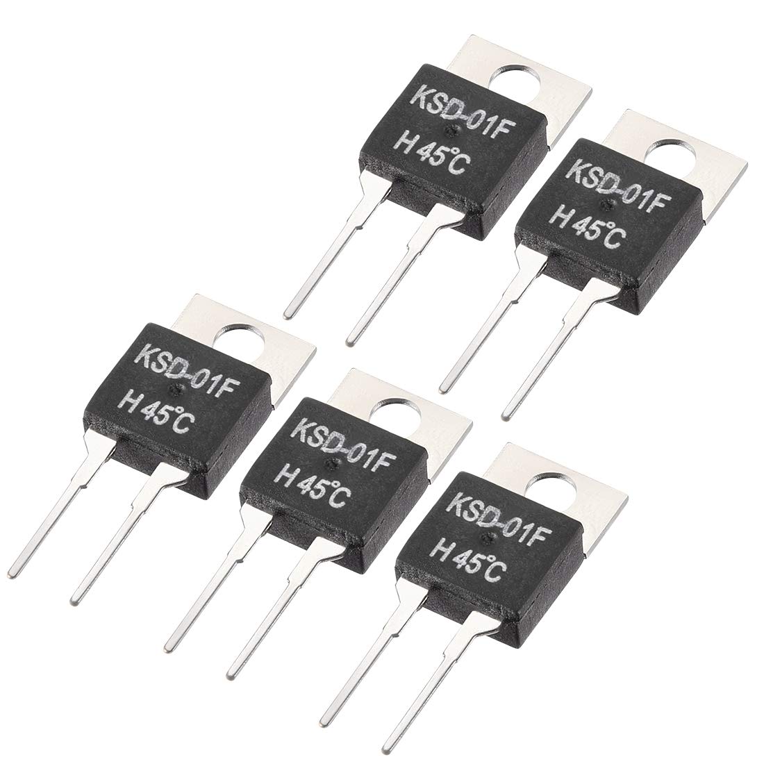 sourcing map Normally Open Temperature Switch, KSD-01F Thermal Switch Thermostat Temperature Controller 45℃ N.O 5pcs