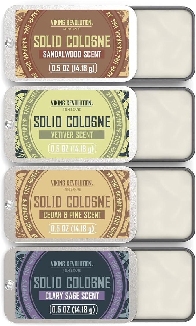 Viking Revolution 4 Pack Solid Colognes 0.5 Oz Men Cedar Sandalwood Vetiver