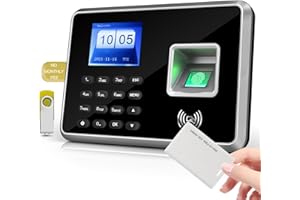 JIAN BOLAND A2 Time Clocks for Employees Small Business-Fingerprint, RFID and PIN Biometric Time Clock, Office Punch Clock, with 5 Badges and USB Drive (0 Monthly Fees)