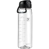 Fanhaw 32 oz Tritan Water Bottle with Chug Lid - Clear, BPA-Free, Lightweight, Wide Mouth, Leak-Proof, Perfect for Gym, Travel, School, Office, and Sports (Clear & Black)