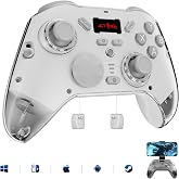 hosowe Wireless Gaming Controller Compatible for PC/Switch/Android/iOS | Interactive Screen PC Controller with Programmable, Hall Effect Joysticks&amp;Triggers, Vibration, Motion Control
