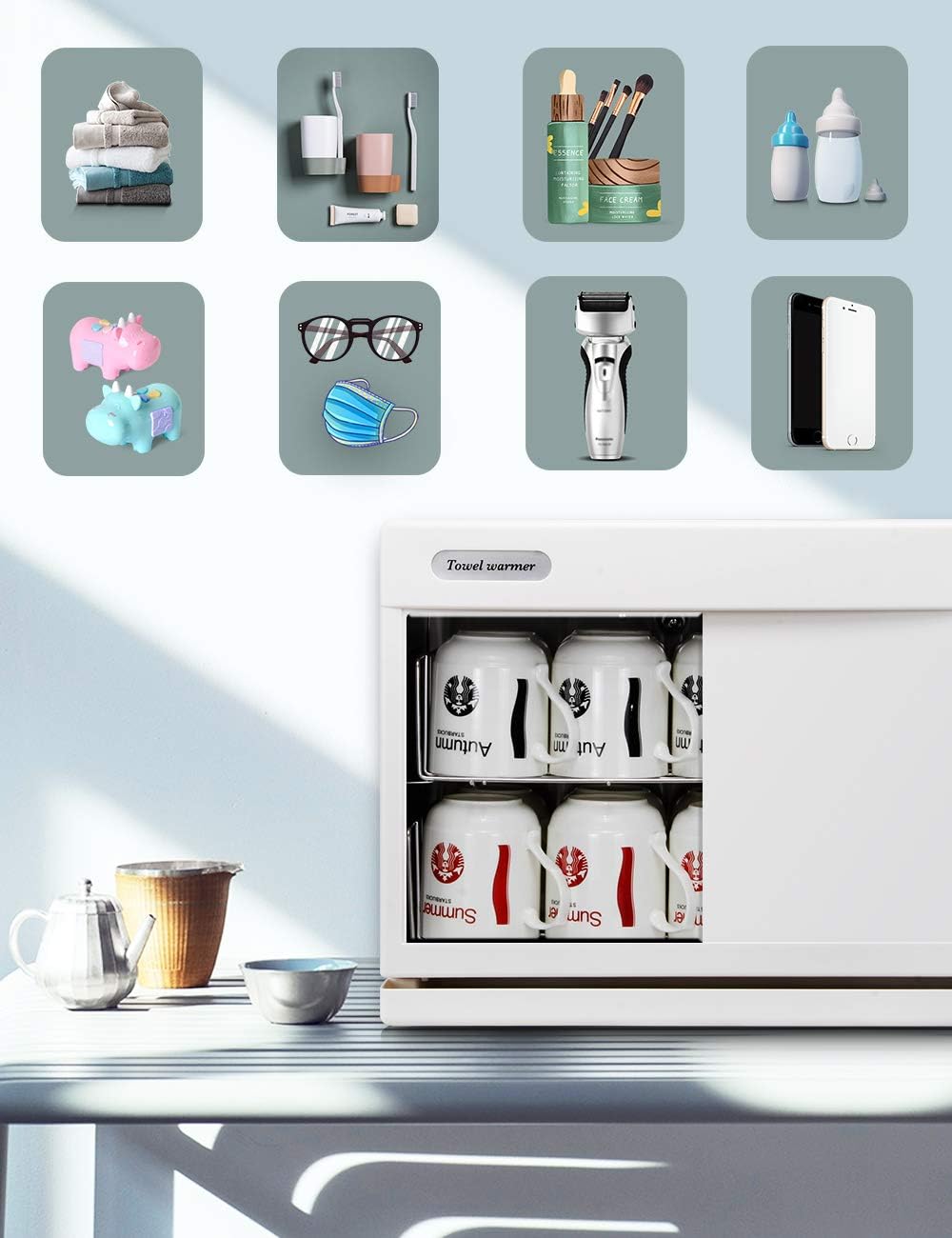 Towel Heating Cabinet 18UV Small Mini Heater Cup Feeding Bottle Place Beauty Salon Home use (Large): Home & Kitchen