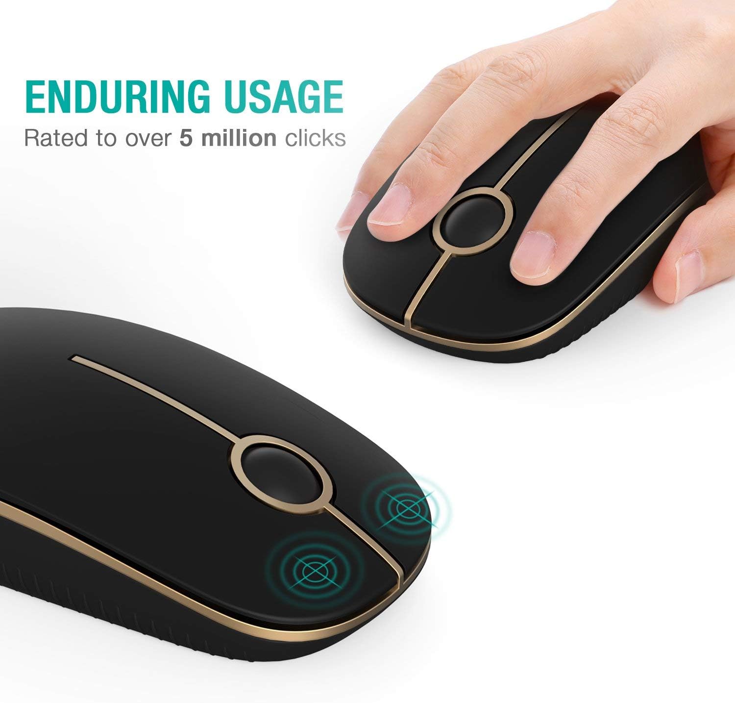 Jelly Comb 2.4G Slim Wireless Mouse with Nano Receiver MS001 (Black and Gold): Computers & Accessories