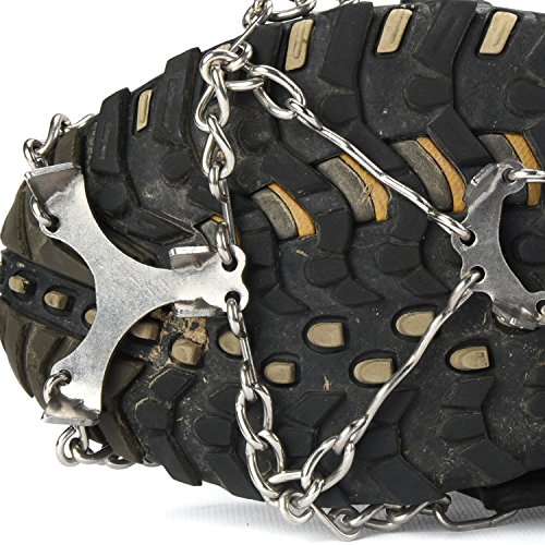 Weanas Unisex Multi-Function Anti-Slip Ice Cleat Shoe Boot Tread Grips Traction Crampon Chain Spike 1 Pair (10-Crampon Free Size/Black) - Thumbnail 4