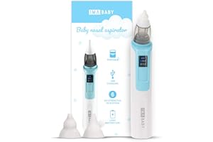 IMA BABY Nasal Aspirator for Baby - Electric Nose Suction for Baby | Baby Nose Sucker with 6 Suction Levels and 2 Silicone Tips | USB Rechargeable Portable Booger Sucker for Baby