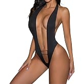 LINNSUJH Women's Sexy Extreme Micro Bikini Monokini Cutout Mini Swimsuit Open Back Bathing Suit One Piece Lingerie