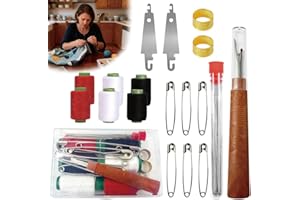 SEMYIFU Big Eye Steel Sewing Needles Kit - Hand Sewing Kit with 5 Sizes of Big Eye Steel Needles, Needle Threaders, Sewing Ripper, and Sewing Thread. Travel and Wedding Emergency Sewing Kit with Storage Case