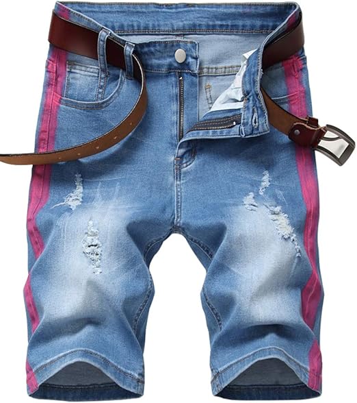 striped denim shorts