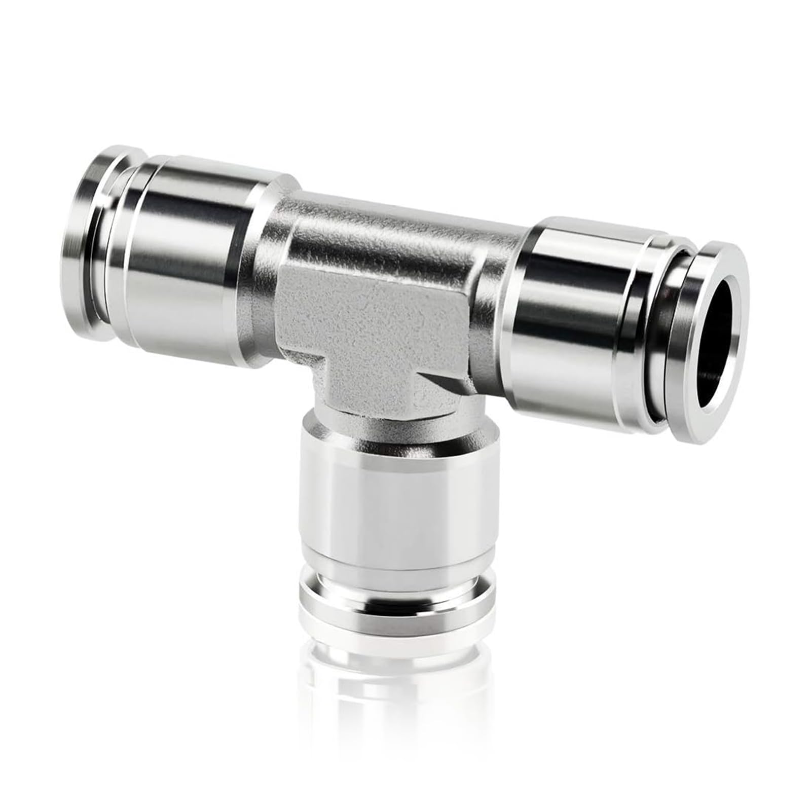 TAILONZ PNEUMATIC 6mm OD Tee 304 Stainless Steel Push to Connect Fittings 3 Ways Tube Connect Push Fit Push Lock PE6 (Pack of 1)