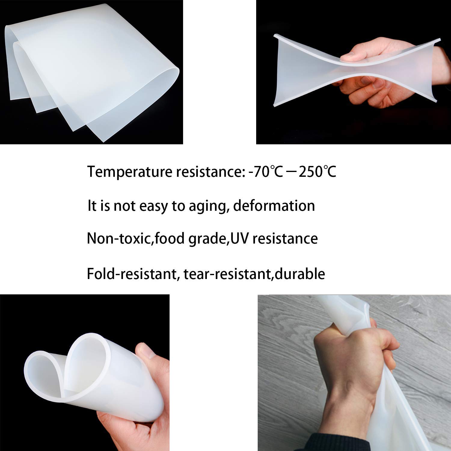 TEN-HIGH Translucent Food Grade Silicone Rubber Sheet, 500mm x 500mm High Temperature Resistant Silicone Rubber Board(Thickness: 1mm) - Image 3