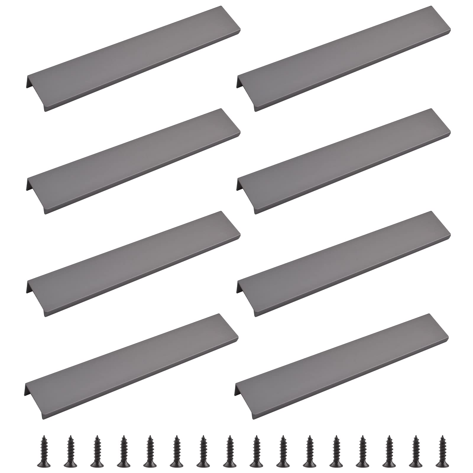 MOROBOR Finger Edge Pull, 8pcs Concealed Modern Style Drawer Handle, Right Angle Aluminum Alloy Invisible Wardrobe Handle for Cabinet Hardware Drawer, 200mm/Matte Gray