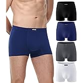 wirarpa Men's Cotton Trunks Underwear Short Leg Covered Band Boxer Briefs 4 Pack