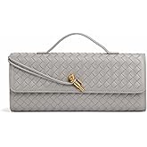 KUNGFUMA Women's for Woven Evening Bags Vegan Leather Clutch Handbags, Trendy Crossbody Bag Clutch Purses
