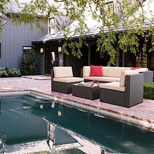 Devoko Patio Furniture Sets 6 Pieces Outdoor Sectional Rattan Sofa