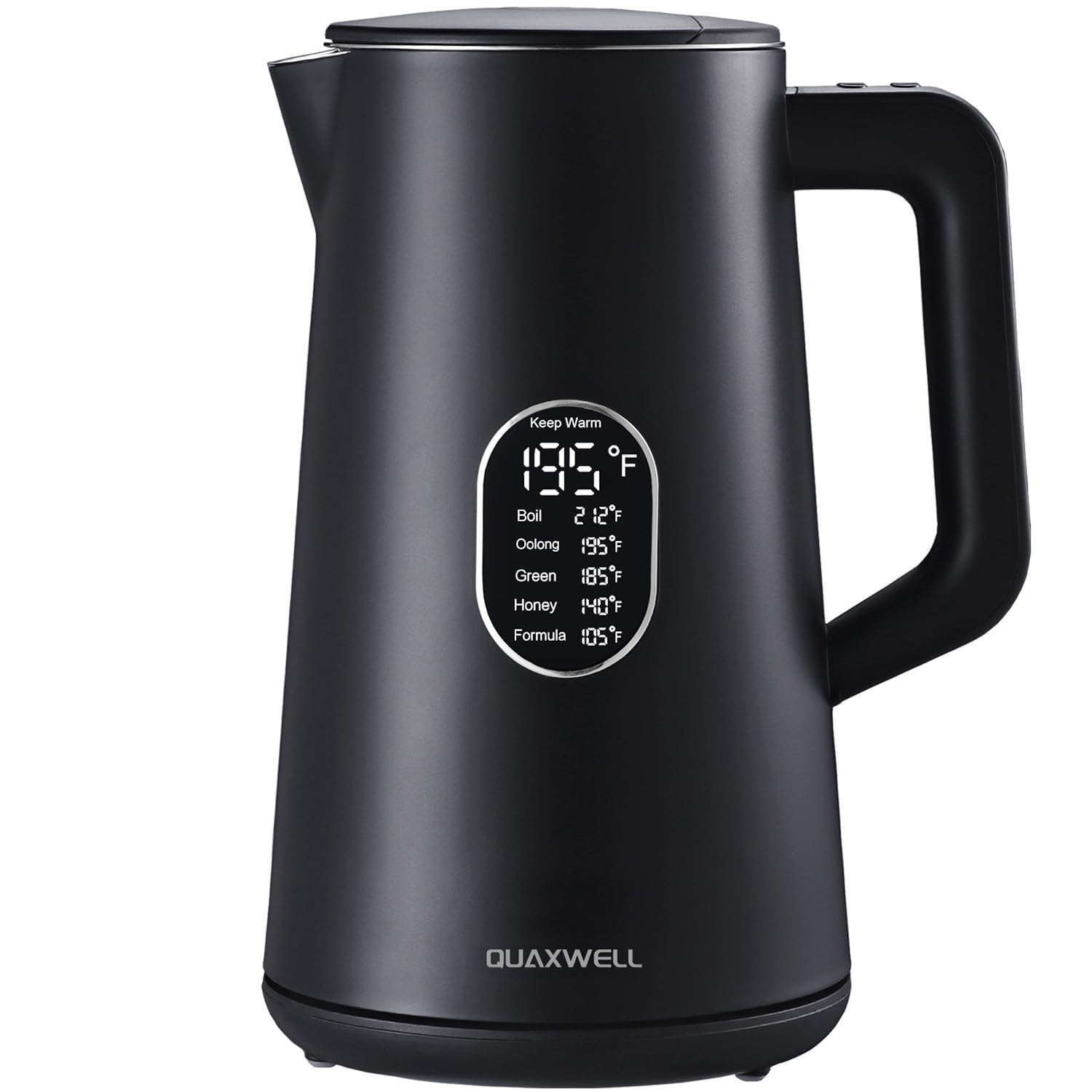 Photo 1 of QUAXWELL 1.5L Electric Kettle Stainless Steel, Double Wall Cool Touch Teapot, Fast Boil,5 Temperature Control, LED Display, Auto Shut-Off, BPA-Free,Keep Warm Function, Ideal for Tea & Coffee,Black