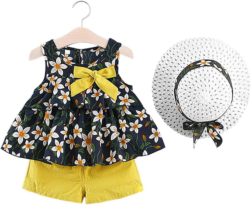 Toddler Baby Girl Summer Outfits Big Bow Dress Vest Top Shorts Set Clothes
