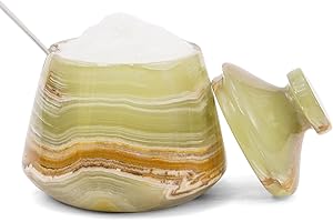 EARTHEN CRAFTS Marble Salt Cellar With Lid Green 3" Inches Salt Holder Seasoning & Spice Jar with Spoon Container, Modern Sal