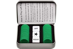 Befantasway Right Left Center Dice Game Set with 3 Dices + 36 Chips - Green