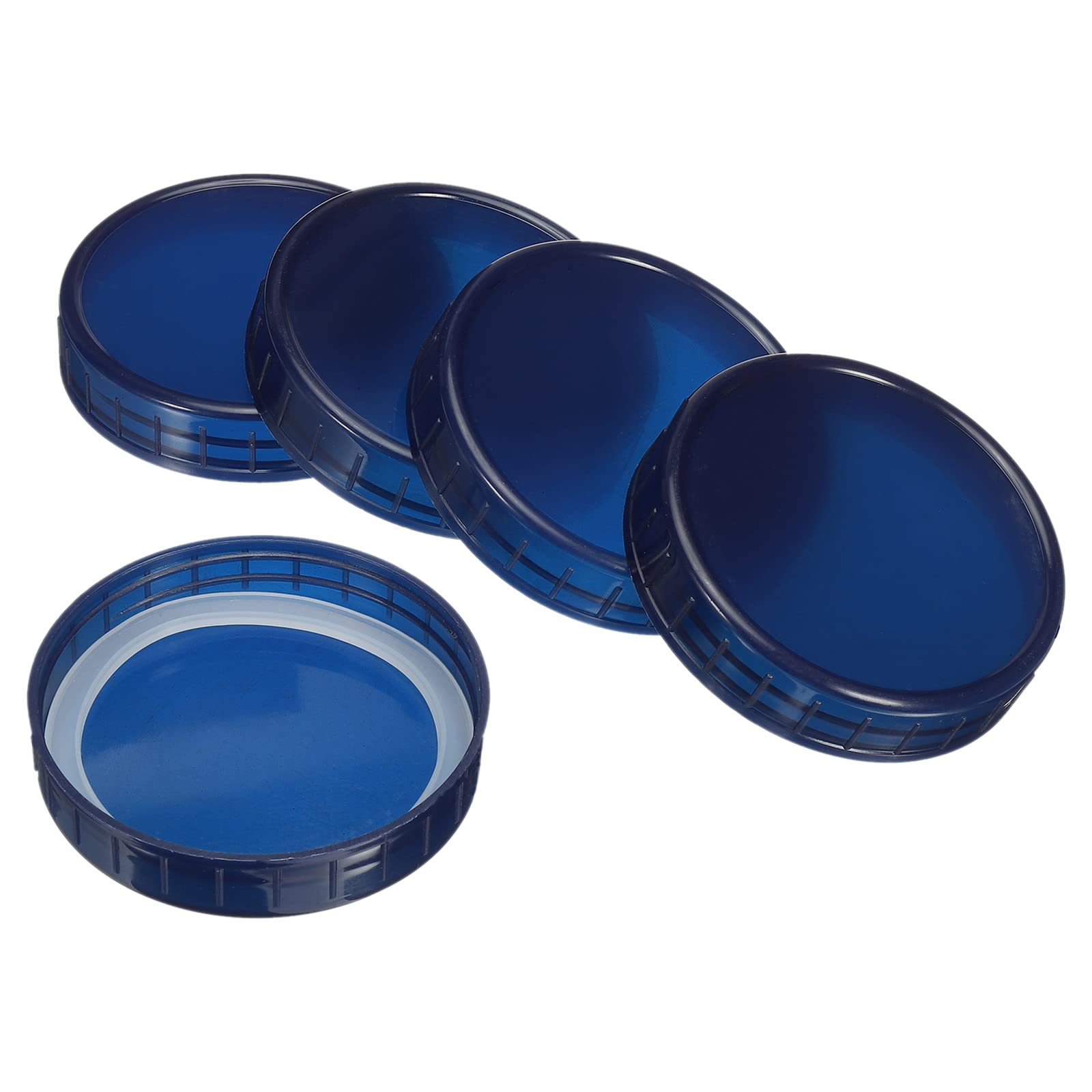 PATIKIL 86mm / 3-1/2" Wide Mouth Plastic Mason Jar Lids, 1Set/24 Pack Canning Jars Caps with Silicone Sealing Ring for Kitchen Storage, Sapphire Blue