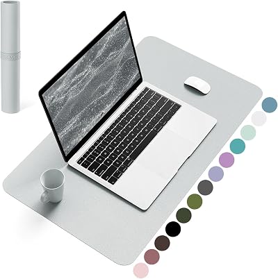 YSAGi Non-Slip Desk Pad Waterproof PVC Leather 60x35 cm Silver Grey