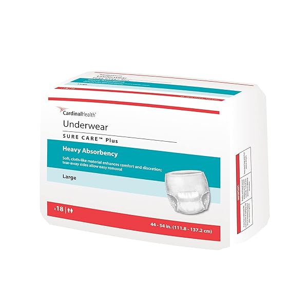 CARDINAL HEALTH 1615A PROTECTIVE UNDERWEAR, SURE CARE PLUS, HEAVY ABSORBENCY, LARGE