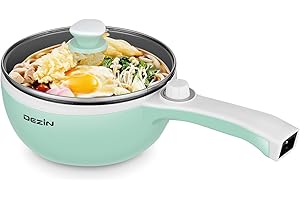 Dezin Hot Pot Electric Upgraded, Non-Stick Sauté Pan, Rapid Noodles Electric Pot, 1.5L Mini Portable Hot Pot for Steak, Egg, 