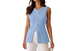 BNOOUIL Summer Blazer Suit Vest for Women Business Casual Sleeveless Button Down V Neck Tops Trendy 2025 Waistcoat