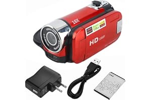 HD Video Camera, HD Digital Camcorder, Full HD Rotation 16X High Definition Digital Camcorder Video DV Camera (Red)