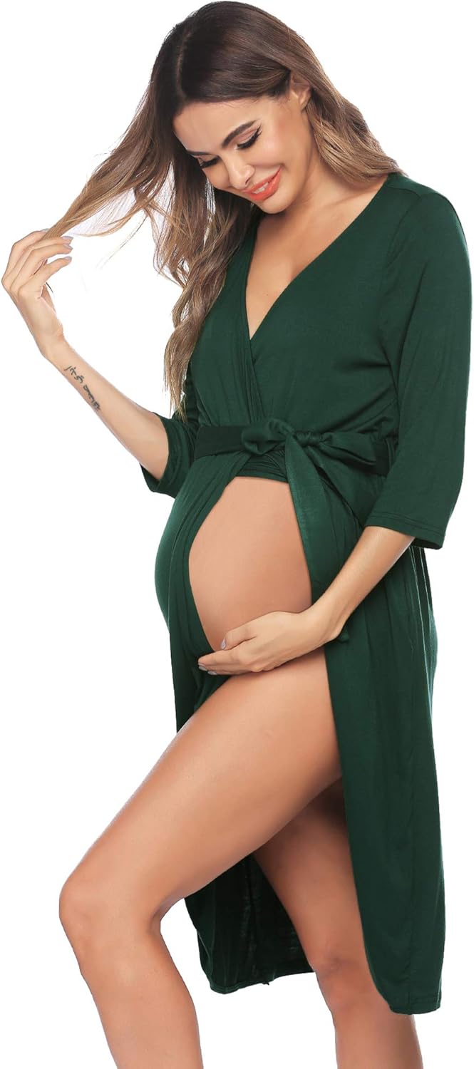 Ekouaer Maternity Robe 3 in 1 Labor Delivery Nursing Gown Hospital Breastfeeding Dress Bathrobes at  Women’s Clothing store