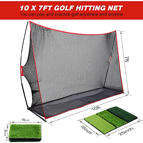 Patiassy 10' x 7' Heavy Duty Golf Practice Hitting Net 7Ply Knotless