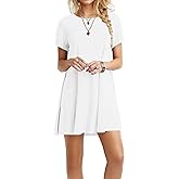TOPONSKY Women's Lavender Summer Alexander Short Sleeve Loose Party Dresses White L_1